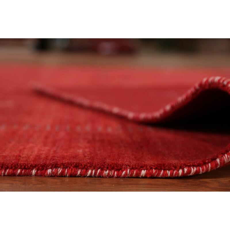 Hand Knotted Oriental 100% Wool Carpet Tribal Tribal Red Gabbeh Area Rug - 9' 10'' X 6' 9''