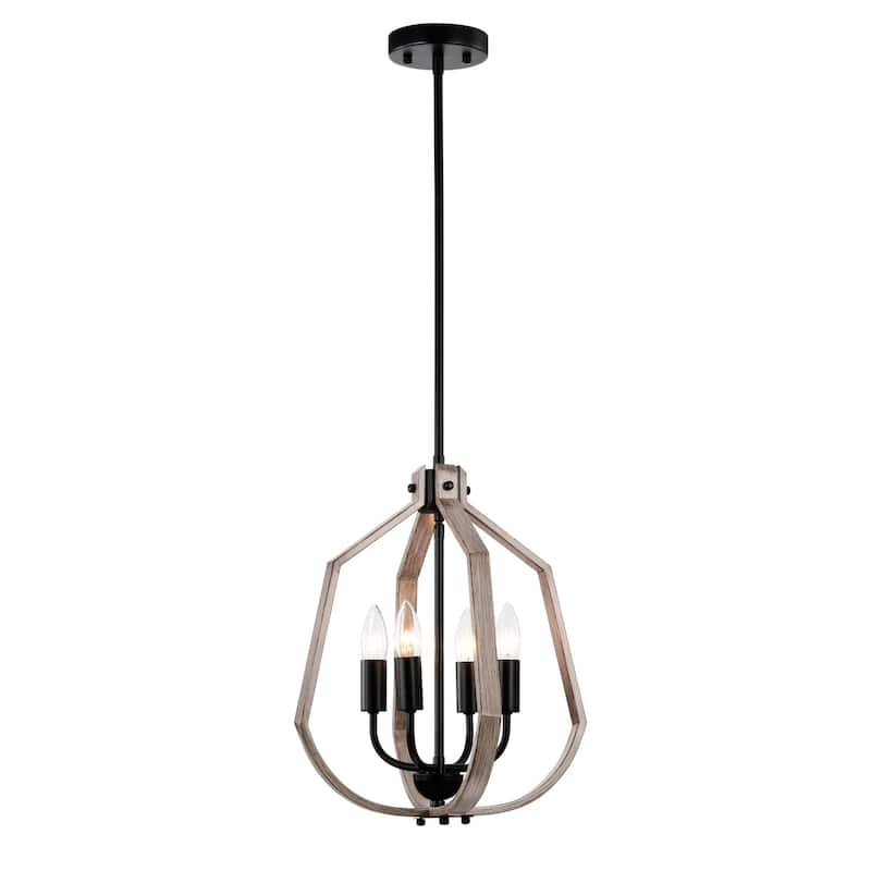 Netu 14 Inch Imitation Wood Grain Finish Pendant with 4 Light