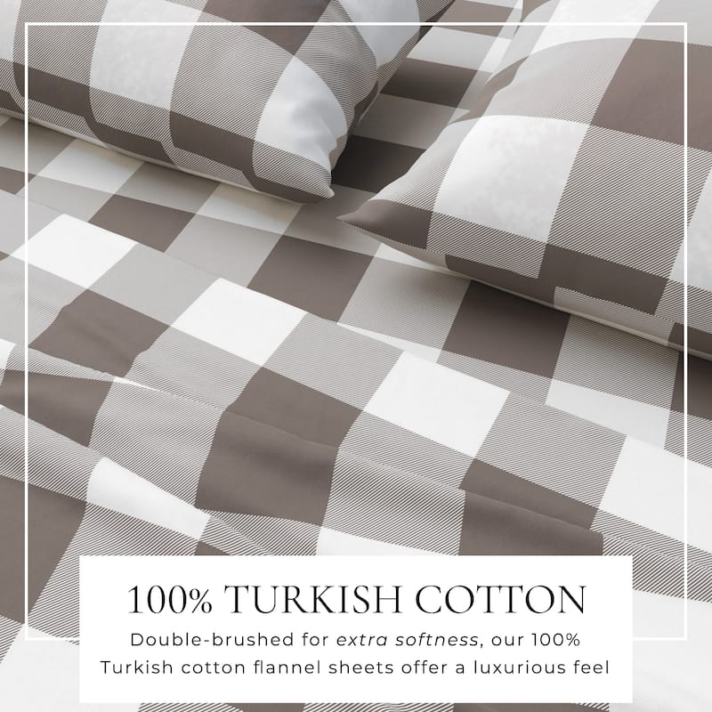 Linery & Co. Turkish Cotton Double-Brushed Printed Flannel Bed Sheet Set