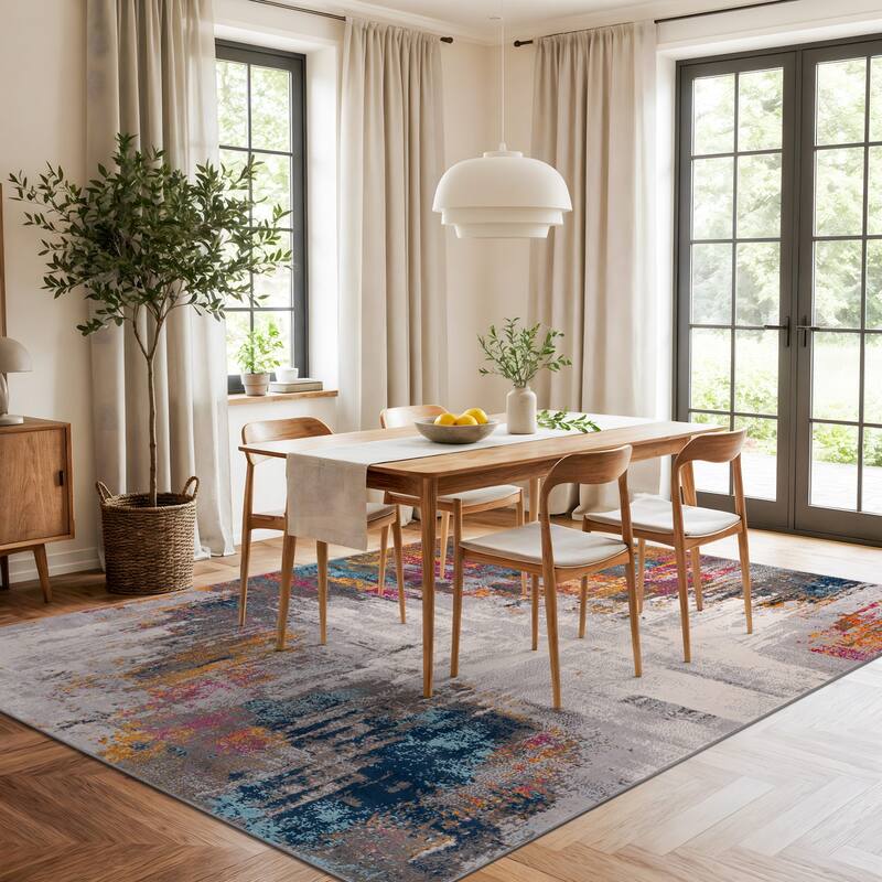 World Rug Gallery Bari Contemporary Abstract Art Area Rug