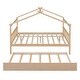 preview thumbnail 4 of 6, Full Size House Shaped Platform Bed Frame with Trundle, Natural