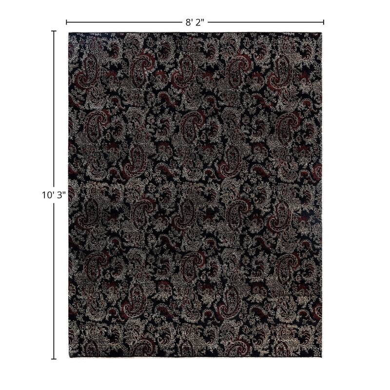 Ikat One-of-a-Kind Hand-Knotted Area Rug, Black - 8' 2" x 10' 3"