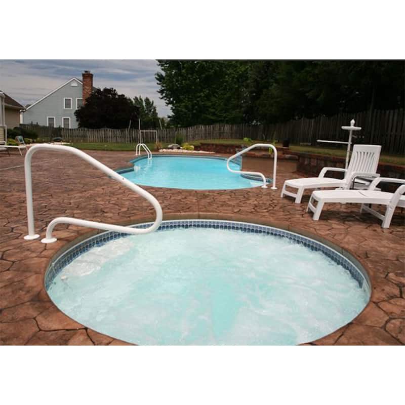 Saftron 48"x32" 4 Bend Figure 4 Metal InGround Pool Return to Deck Rail, White - 17.5