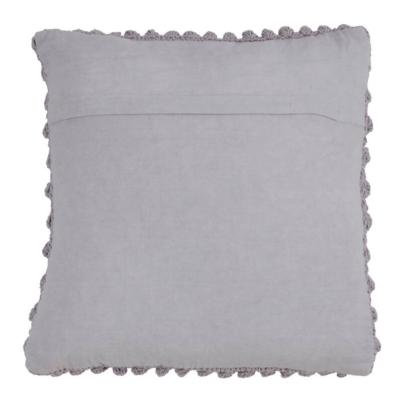 Cotton Throw Pillow With Crochet Pom Pom Design And Down Filling