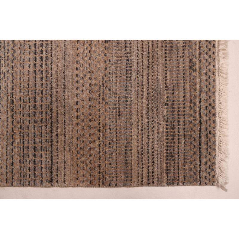 ECARPETGALLERY Hand-knotted Finest Silk Shadow Taupe Viscose, Wool Rug - 6'0 x 9'0