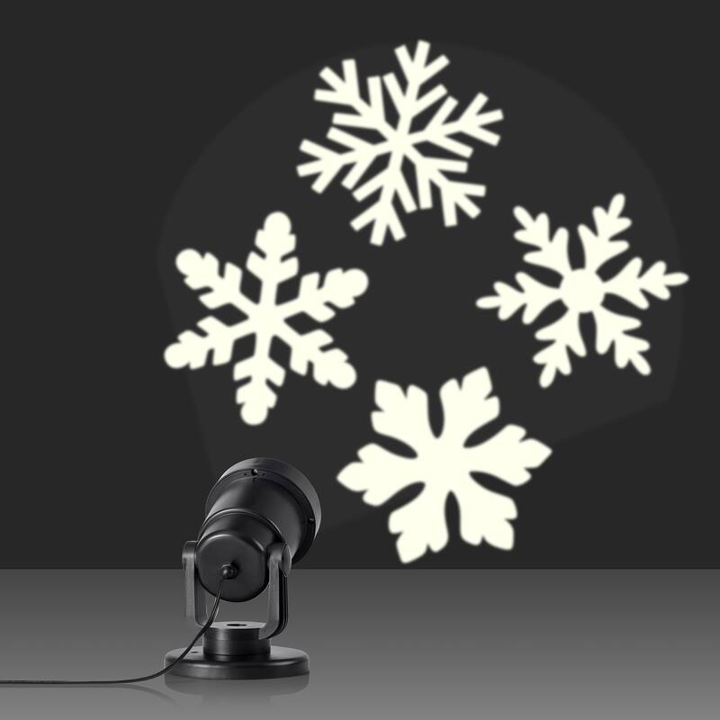 Alpine Corporation Outdoor Christmas Rotating Projector with White LED Lights, Snowflake Design