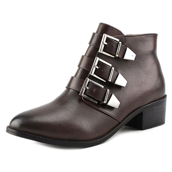29 Porter Rd Ainsley Triple Buckle Bootie Women Leather Brown Ankle Boot
