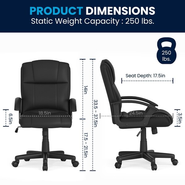 Mid-Back Padded Task Office Chair with Arms - Bed Bath & Beyond