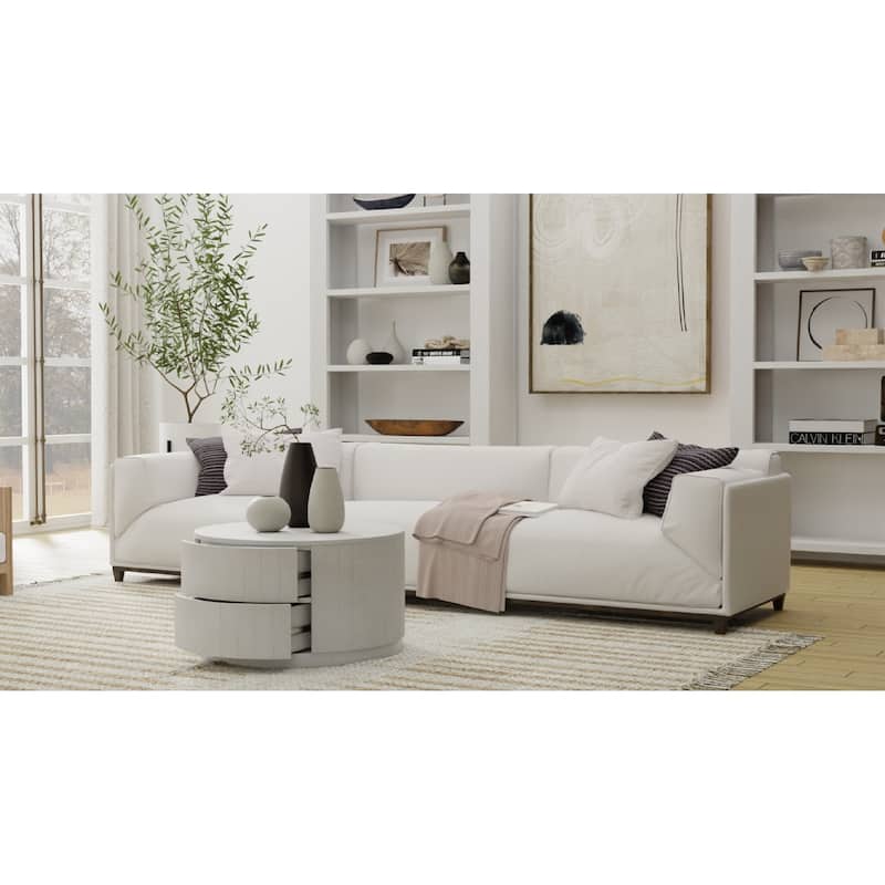 Carolina Living Christa 2-Drawer 30" Round Coffee Table - Whitewash