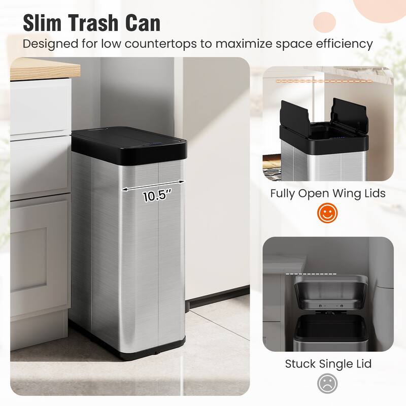 Gymax 16 Gallon Trash Can w/Wing Lids for Bedroom Bathroom Kitchen