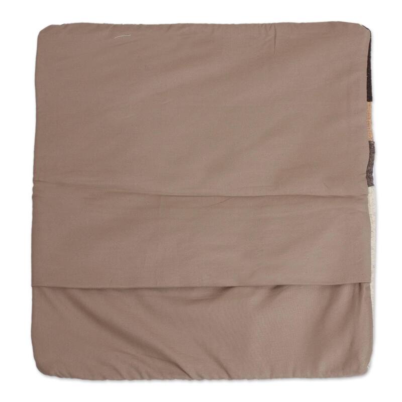 Novica Handmade Fret Waves In Brown Zapotec Wool Cushion Cover