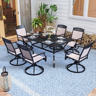 5/7-Piece Cast Aluminum Patio Dining Set wtih Stackle or Swivel Chairs and 1 Metal Table