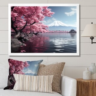 Designart "Japon Art Pink Mount Fuji II" Japanese Framed Wall Art ...