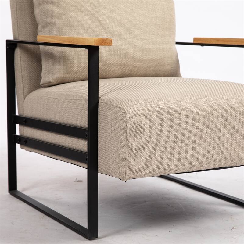 Leather Accent Chair with Metal Frame for Living Room