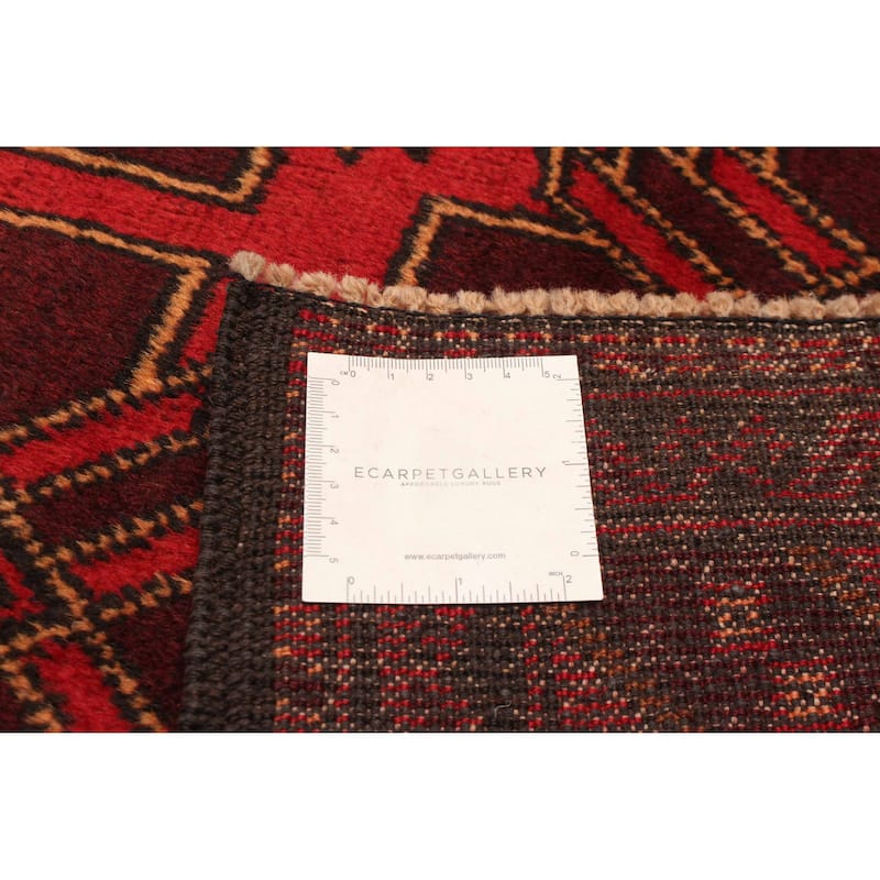 ECARPETGALLERY Hand-knotted Baluch Red Wool Rug - 4'0 x 5'11