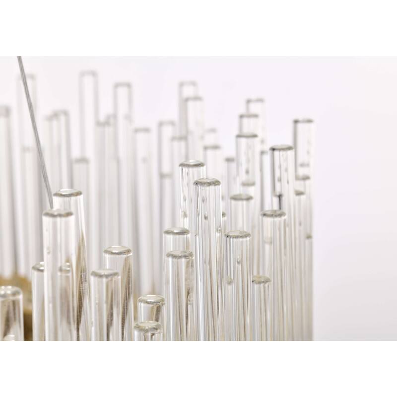 Casandra 5-light Modern Gold Drum Chandelier with Clear Glass Bars