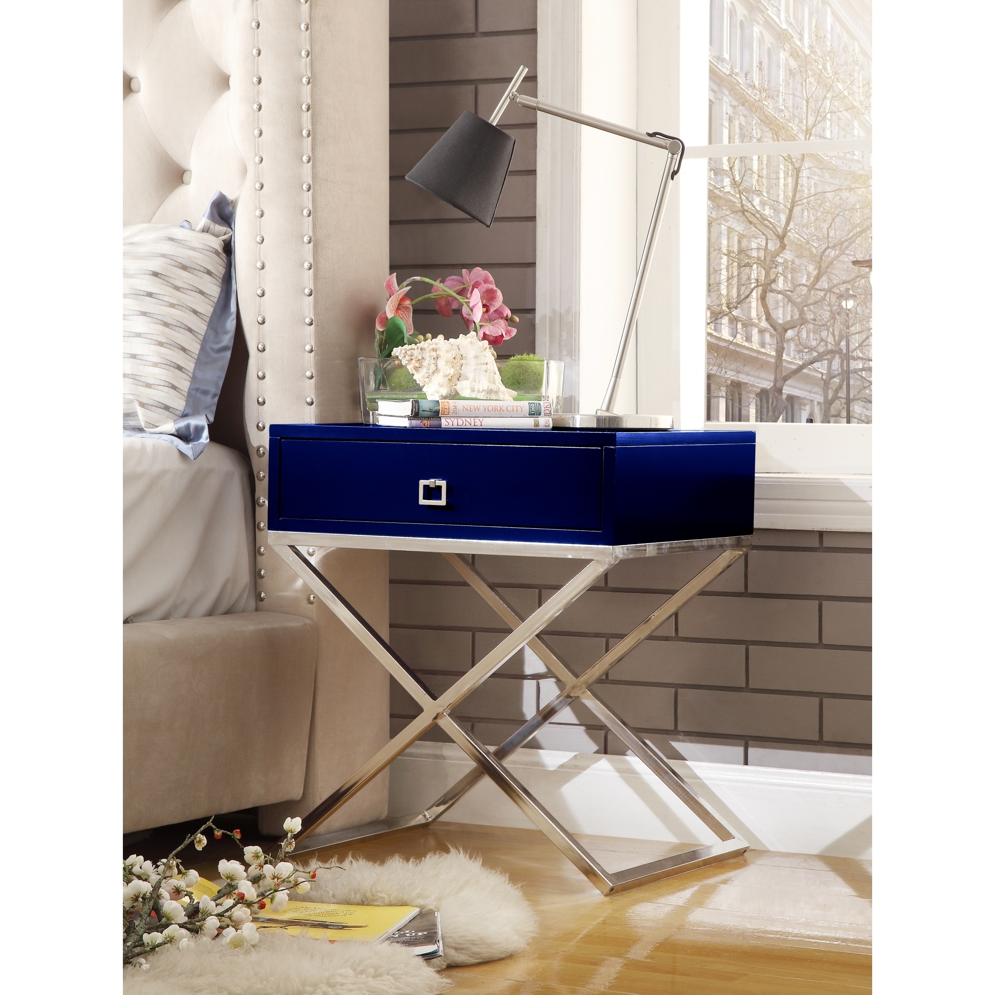 Chrome bedside table cheap