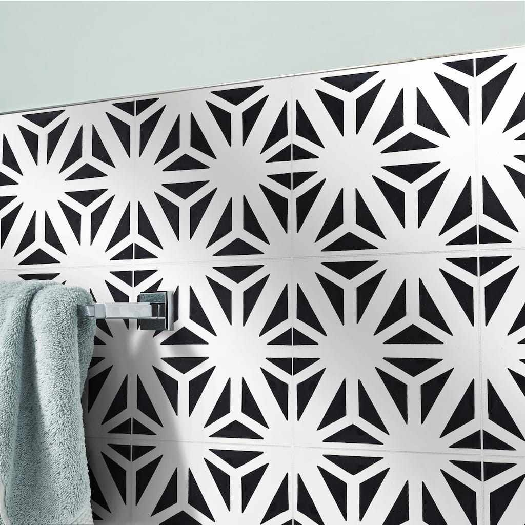 Handmade Azemour in White and Black Tile, Pack of 12 (Morocco)