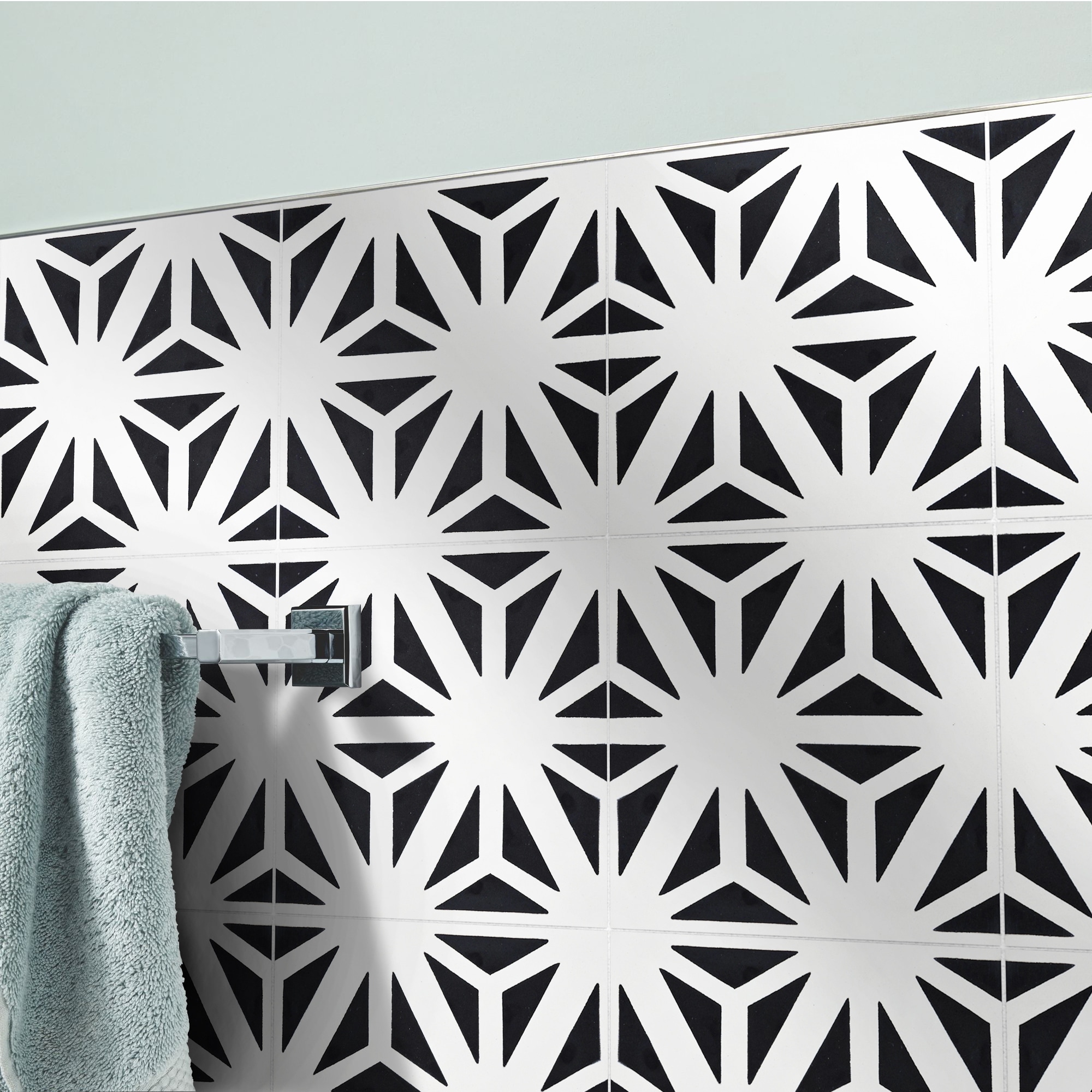 Handmade Azemour in White and Black Tile, Pack of 12 (Morocco)