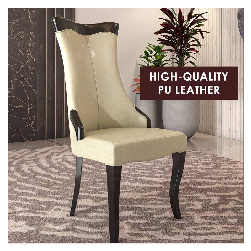 Novara Dining Chair with High-Back Design and Rubberwood Legs Set of 2