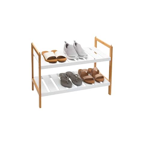 Organize It All 2 Pack Sonora Bamboo 2 Tier Stackable Shoe Rack - 27.48" x 12.01" x 18.5"