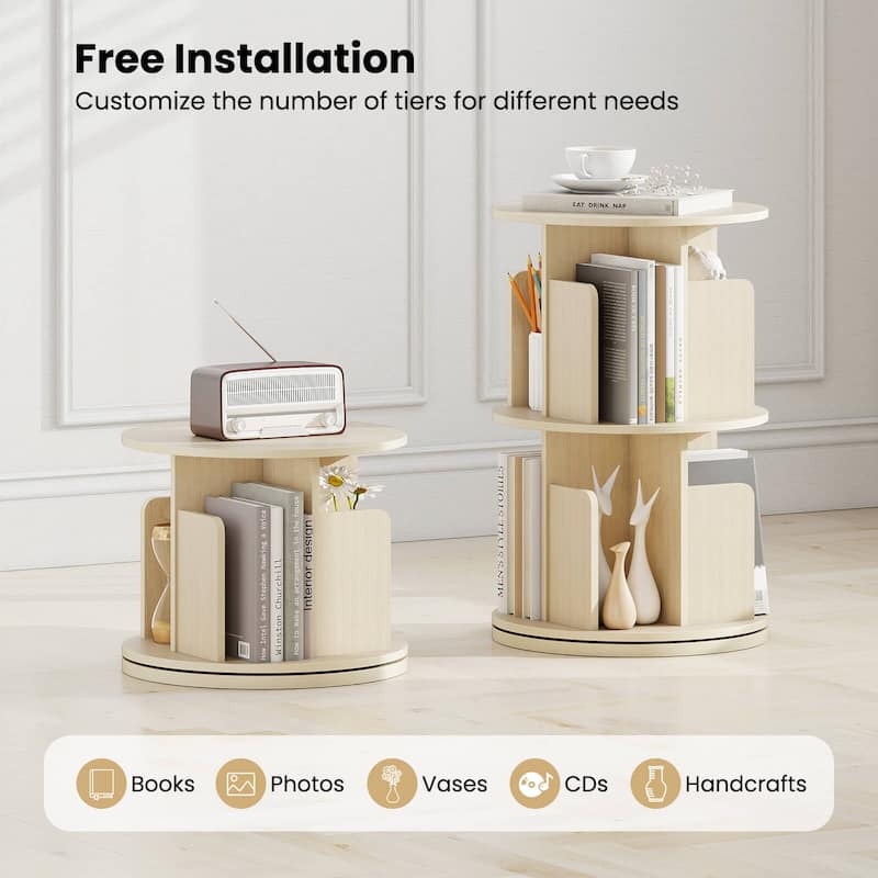 Costway 1/2 PCS 2-Tier Rotating Bookshelf 360° Display Rack with - See Details