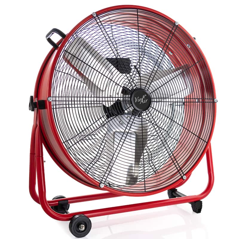 24 Inch 3 Speed Heavy-Duty Floor Drum Fan in Cherry