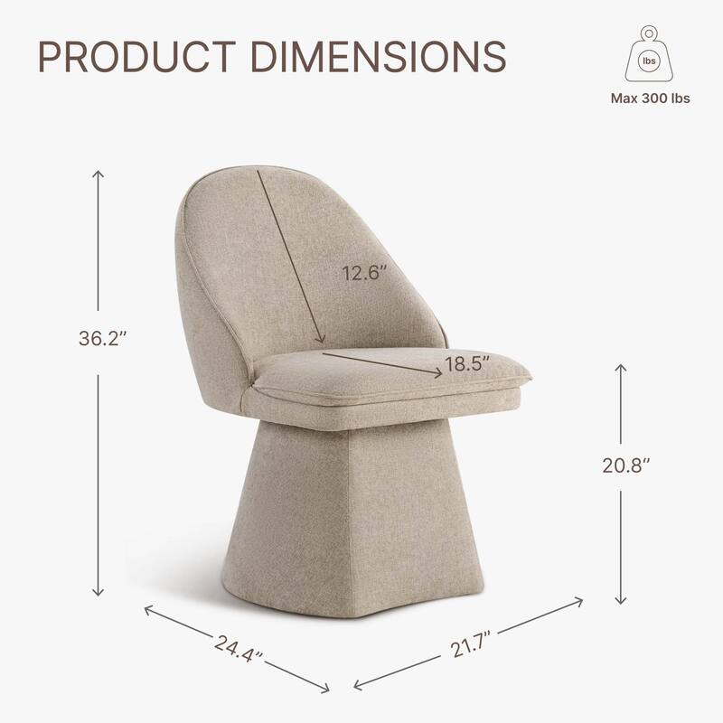 Darah Upholstered Swivel Armless Dining Chair Double-layered Cushions