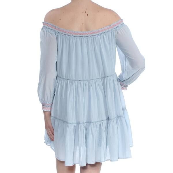 Shop Free People Womens Light Blue Embroidered Long Sleeve Off