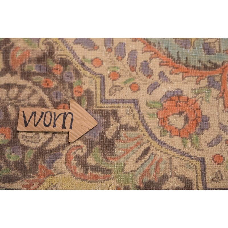 Light Blue Medallion Tabriz Persian Rug Handmade Wool Carpet - 9'7"x 12'10"