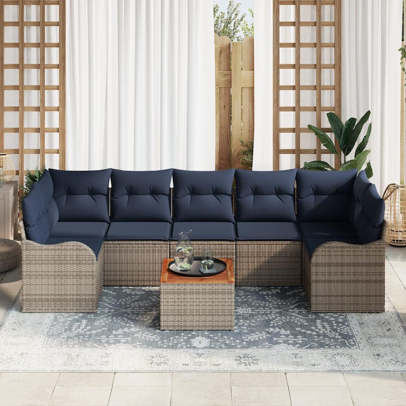 vidaXL 8 Piece Garden Sofa Set with Cushions - 113.8×48.2×27.2