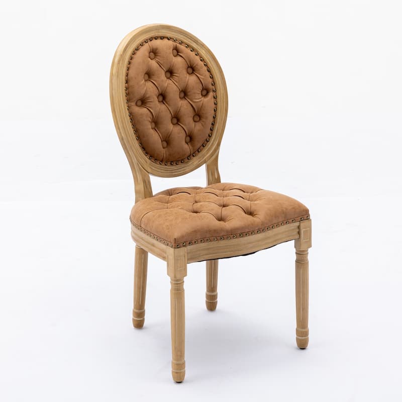 Dining Chair with Nailhead Trim Solid Wood Frame Antique Painting Style Set of 2 - as picture