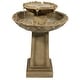 preview thumbnail 2 of 5, 2-Tier Beveled Flower Outdoor Water Fountain 28" Garden Patio Feature