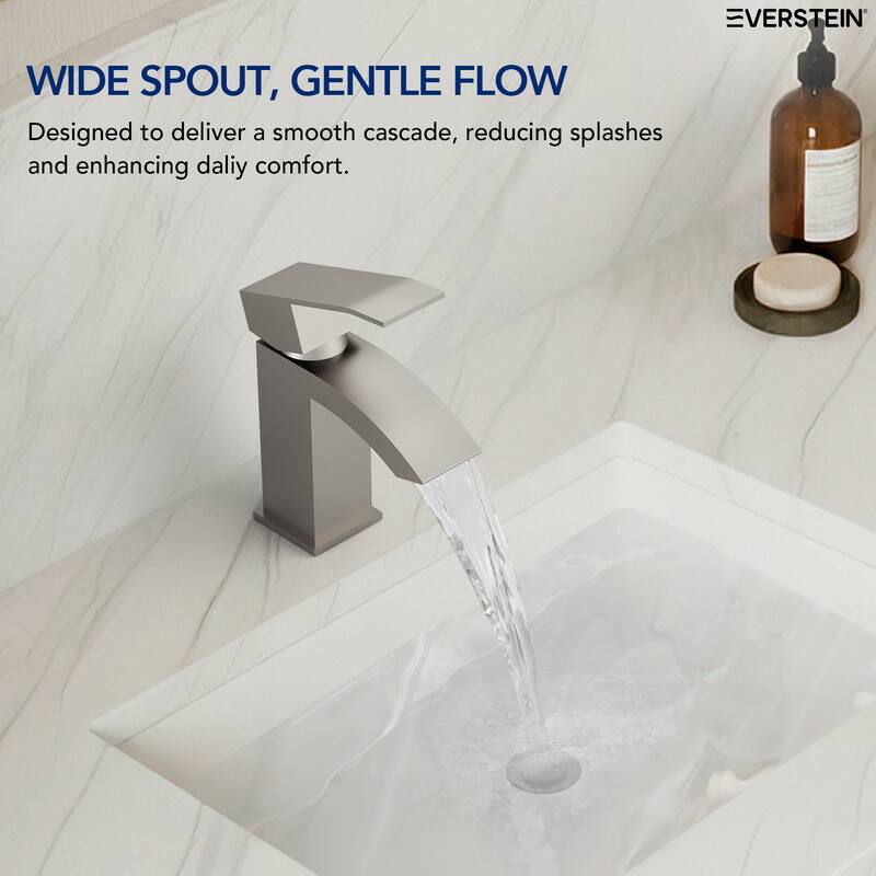 Single Handle Single Hole Waterfall Bathroom Faucet with Pop‑Up Drain