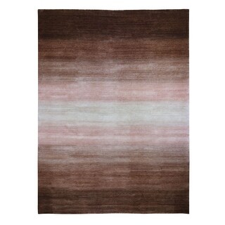Hand Knotted Brown Modern and Contemporary with Wool Oriental Rug (12'4 ...