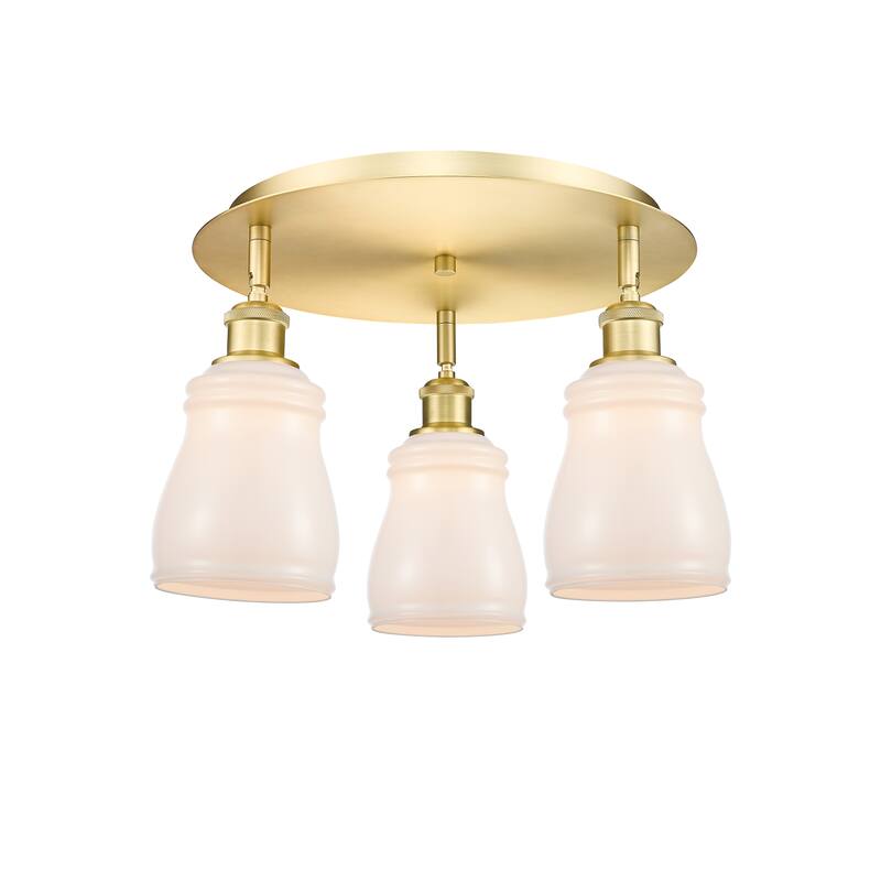 Innovations Lighting Ellery - 3 Light 17" Flush Mount - Satin Gold/White