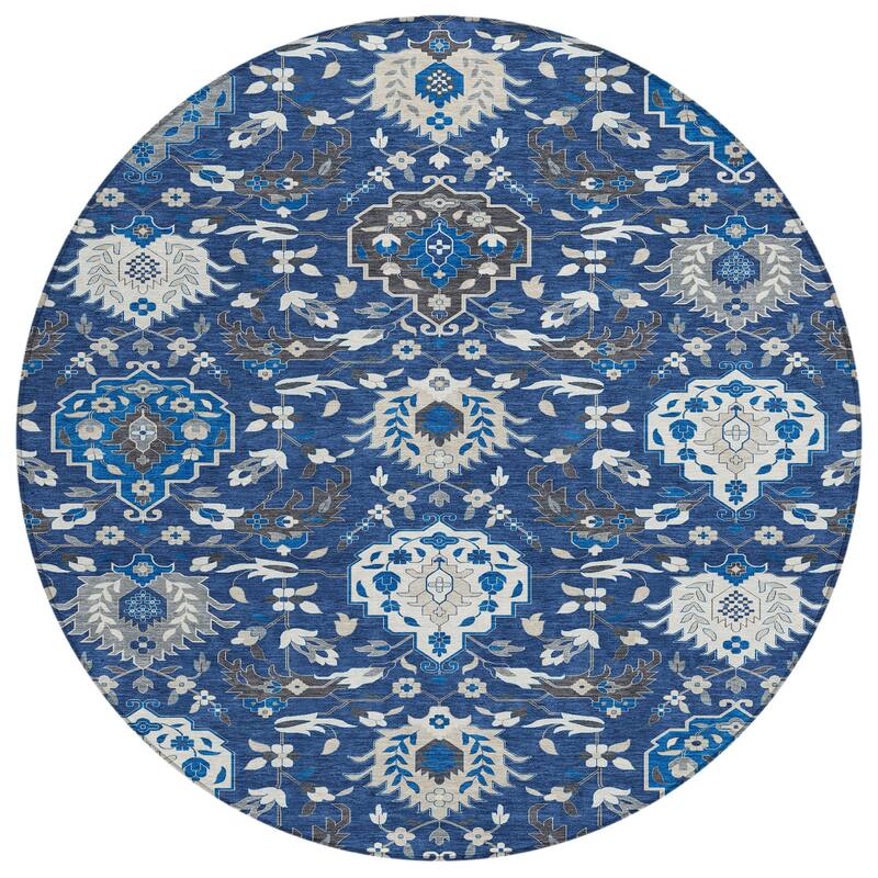 Machine Washable Indoor/ Outdoor Traditional Kashan Chantille Rug
