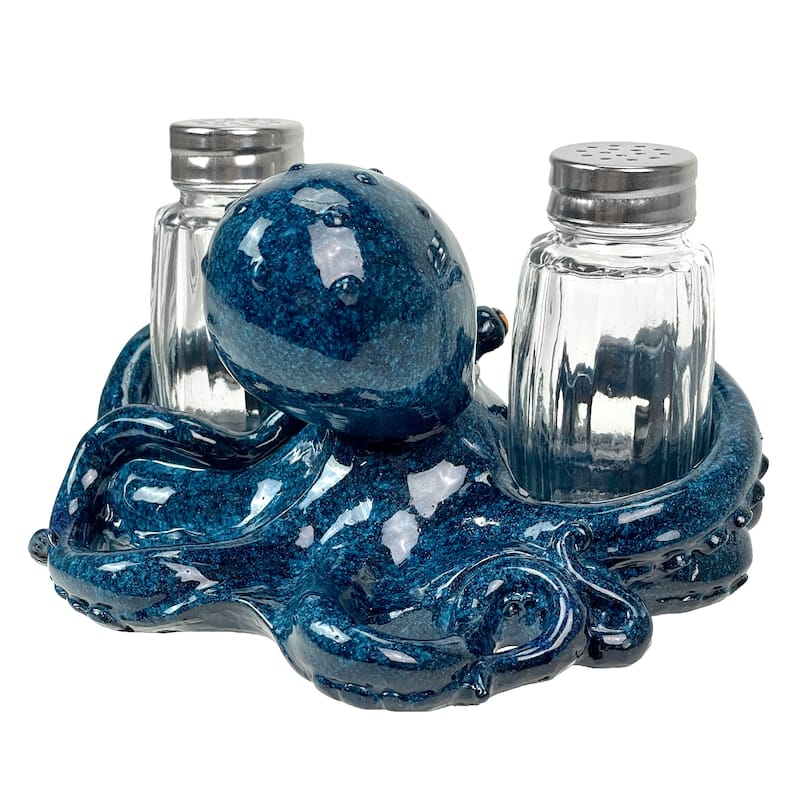 Octopus Salt And Pepper Shaker Set Coastal Dining Decor - 3.5 X 6 X 5.5 inches