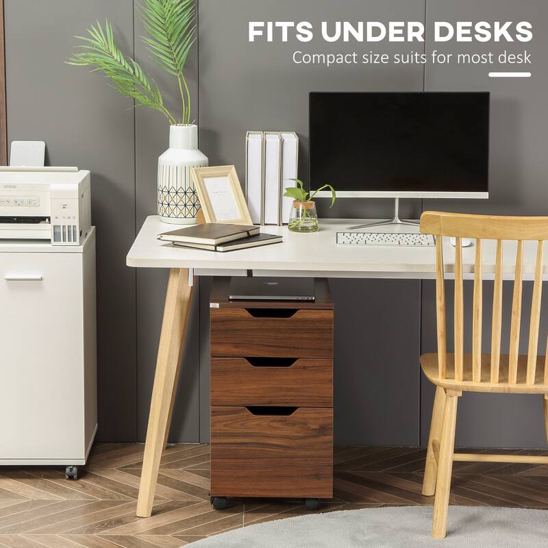 3 Drawer Office Storage Cabinet, Under Desk Cabinet with Wheels