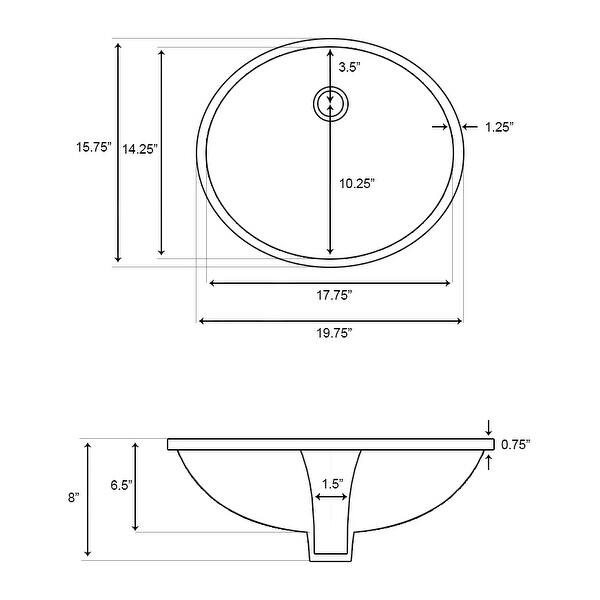 19.75in. W CUPC Oval Undermount Sink Set In Biscuit Chrome Hardware