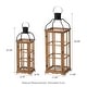 preview thumbnail 14 of 34, Glitzhome Oversized Farmhouse Wooden Metal Cage Candle Holders Patio Hanging Decorative Lanterns (Set of 2)