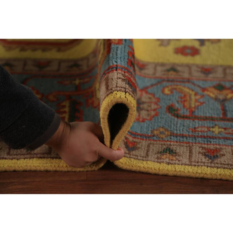 Yellow Oushak Indian Area Rug Hand-Knotted Wool Carpet - 8'10"x 11'10"
