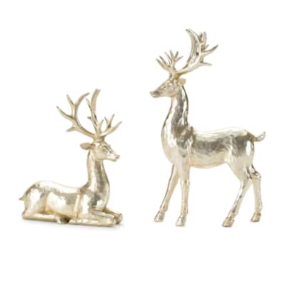 Gold Polyresin Deer Figurine Set of 4 with Metallic Finish - 7.25’ x 3.5” x 12” (L x W x H)