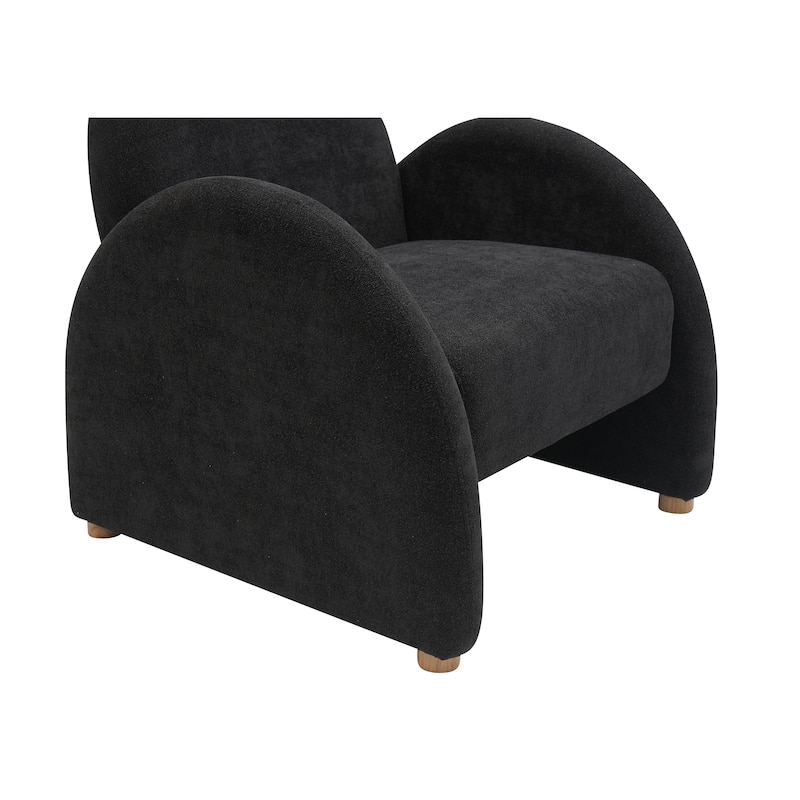 Modern Boucle Accent Armchair - Comfortable Upholstered Lounge Chair with Curved Armrests, Stylish Minimalist Chair