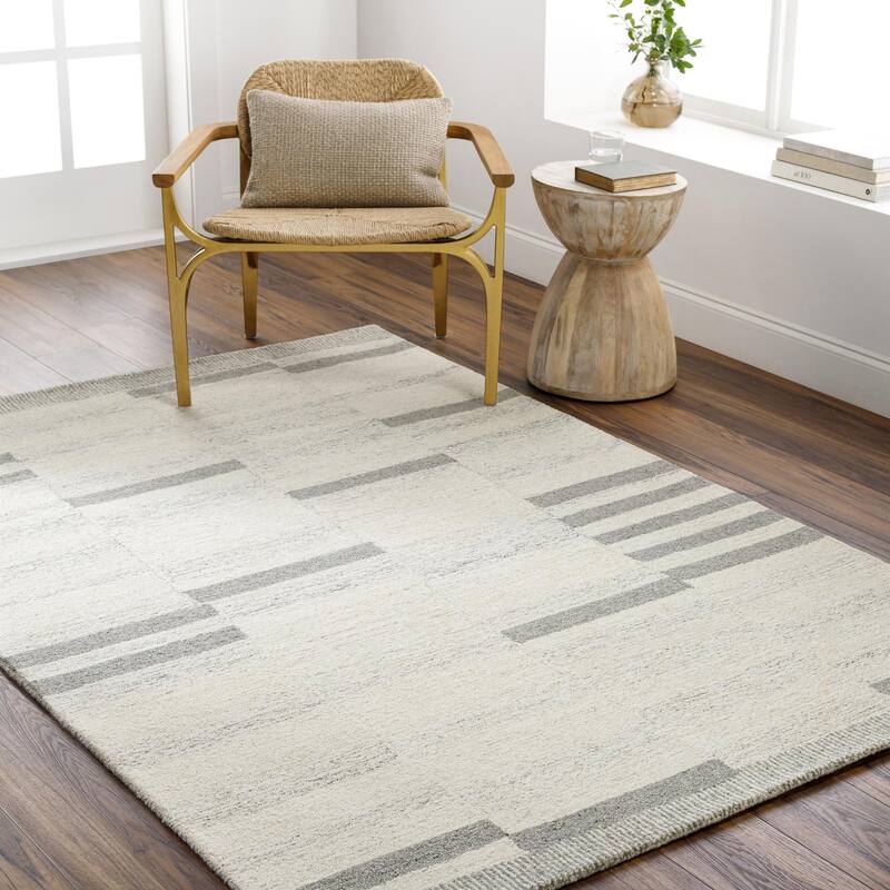 Livabliss Granada Hand Tufted Geometric Wool Rug - 8' 10" x 12' - Taupe