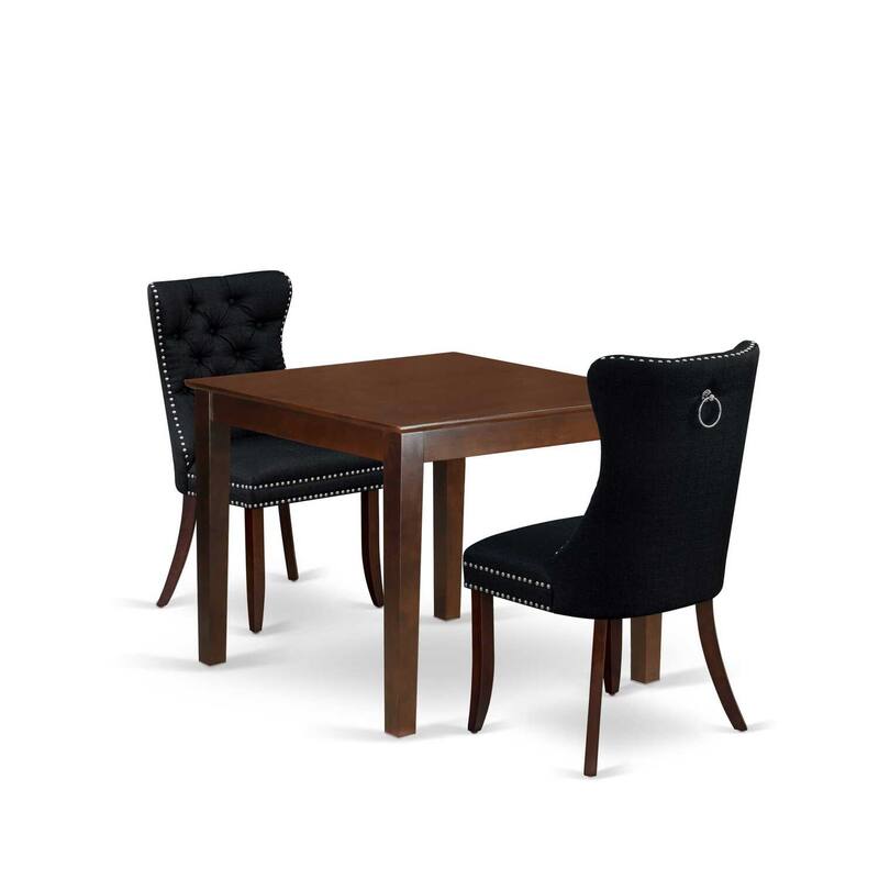 HomeStock 3-Pc Mahogany Finish Square Solid Wood Top Dining Table Set