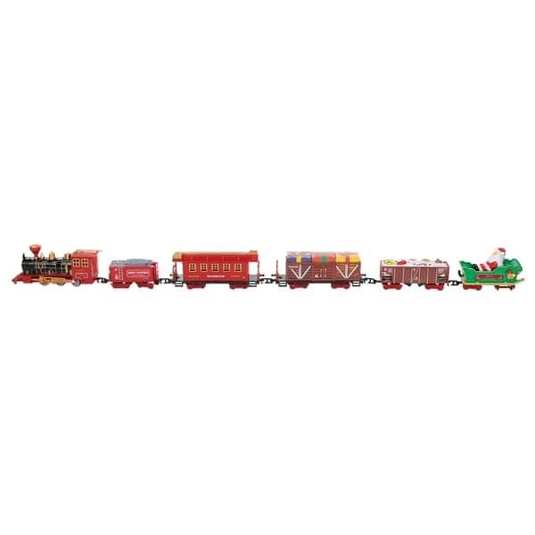 22pc Red Battery Operated Lighted and Animated Christmas Train Set with ...