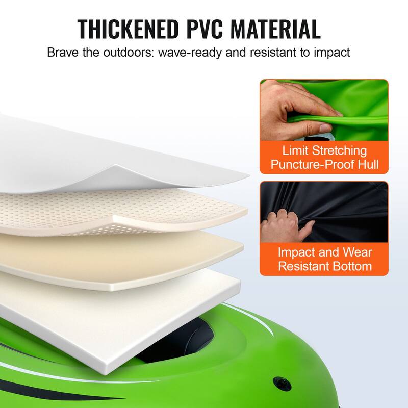 Inflatable Boat, Inflatable Fishing Boat, Strong PVC Portable Boat Raft Kayak, 45.6" Aluminum Oars, High-Output Pump