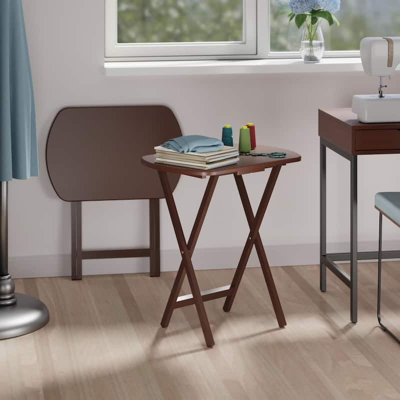 2pc Oversized Rectangular Snack Tables - 25.5" - Walnut Brown