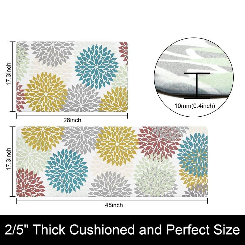 Anti Fatigue Kitchen Rug Sets 2 Piece Non Slip Kitchen Mats - 17.3"x48"+17.3"x28"-0.4"Th